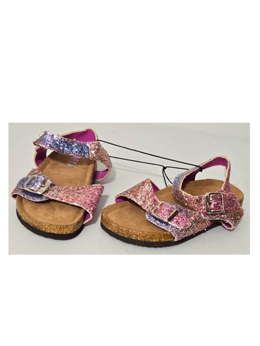 New Mia Sandals Girls Pink Purple Glitter Buckle Cork Kid Size 5 Shoes NWT